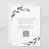 Trendy Charcoal Botanicals QR Code Bruiloft Kaart (Achterkant)