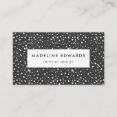 Trendy Charcoal Gray & White Terrazzo Visitekaartje (Voorkant)