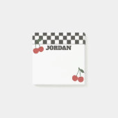 Trendy Checkerboard & Cherry Custom Name Post-it® Notes (Voorkant)