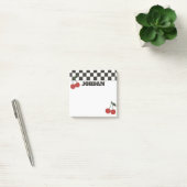 Trendy Checkerboard & Cherry Custom Name Post-it® Notes (Kantoor)