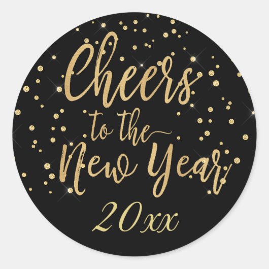 Trendy Cheers naar het nieuwjaar Ronde Sticker (Voorkant)