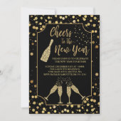 Trendy Cheers to the New Year Party Invitation Kaart (Voorkant)
