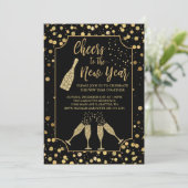 Trendy Cheers to the New Year Party Invitation Kaart (Staand voorkant)