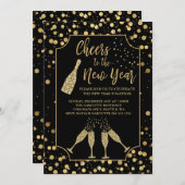 Trendy Cheers to the New Year Party Invitation Kaart (Voorkant / Achterkant)