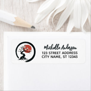 Trendy Cherry Blossom Tree Branch Retouradres Etiket