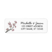 Trendy Cherry Blossom Tree Branch Retouradres Etiket (Voorkant)