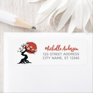 Trendy Cherry Blossom Tree Branch Retouradres Etiket