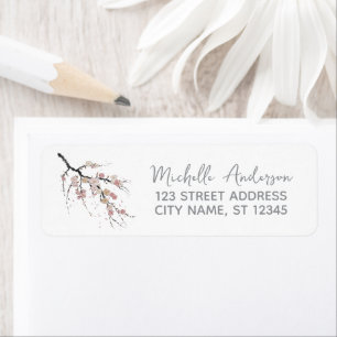 Trendy Cherry Blossom Tree Branch Retouradres Etiket