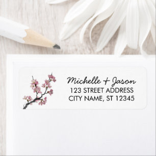 Trendy Cherry Blossom Tree Branch Retouradres Etiket