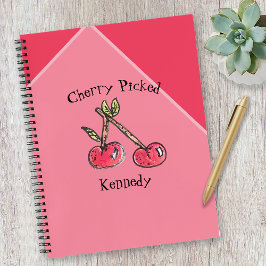 Trendy Cherry Roze Naam Modern Schattige Kitschy F Notitieboek