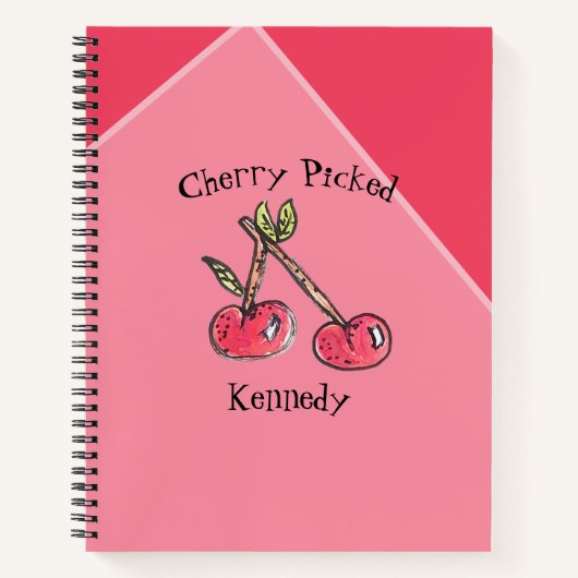 Trendy Cherry Roze Naam Modern Schattige Kitschy F Notitieboek (Voorkant)