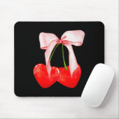 Trendy Cherry Zacht Meisje Era Roze Bow Lint Valen Muismat (Met muis)