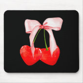 Trendy Cherry Zacht Meisje Era Roze Bow Lint Valen Muismat (Voorkant)