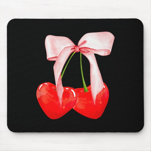 Trendy Cherry Zacht Meisje Era Roze Bow Lint Valen Muismat (Voorkant)