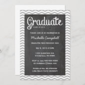 Trendy Chevron & Chalkboard Afstuderen Uitnodiging (Voorkant / Achterkant)