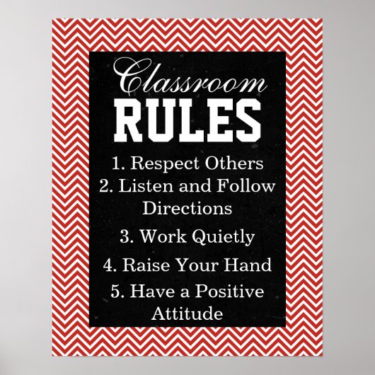 Trendy Chevron Classroom Rules Poster (Voorkant)