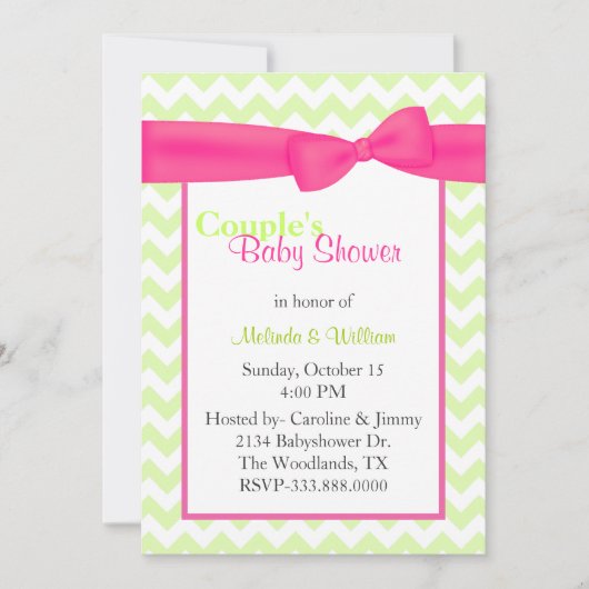Trendy Chevron Couple's Baby shower Invitation Kaart (Voorkant)