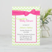 Trendy Chevron Couple's Baby shower Invitation Kaart (Staand voorkant)