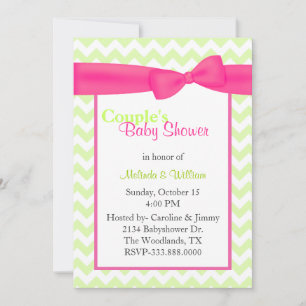 Trendy Chevron Couple's Baby shower Invitation Kaart