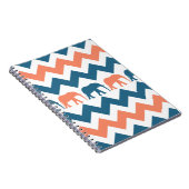 Trendy Chevron Elephants Coral Blue Stripe Pattern Notitieboek (Rechterzijde)
