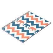 Trendy Chevron Elephants Coral Blue Stripe Pattern Notitieboek (Linkerzijde)