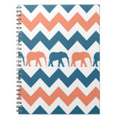 Trendy Chevron Elephants Coral Blue Stripe Pattern Notitieboek (Voorkant)