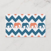Trendy Chevron Elephants Coral Blue Stripe Pattern Visitekaartje (Achterkant)