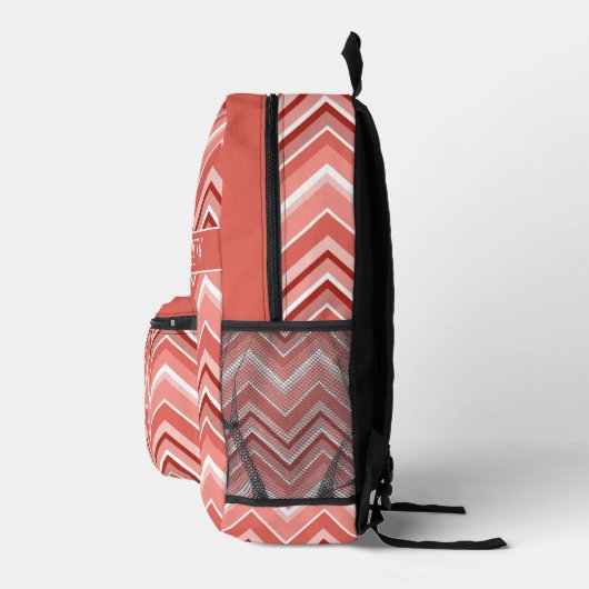 Trendy Chevron Pattern, groot naamblok koraal Bedrukte Rugzak (Rechts)