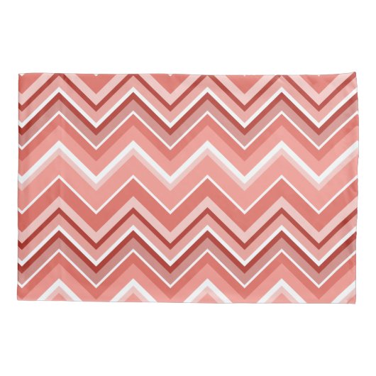 Trendy Chevron Pattern, groot naamblok koraal Kussensloop (Achterkant)
