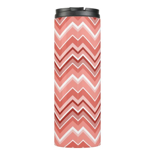 Trendy Chevron Pattern, groot naamblok koraal Thermosbeker (Achterkant)