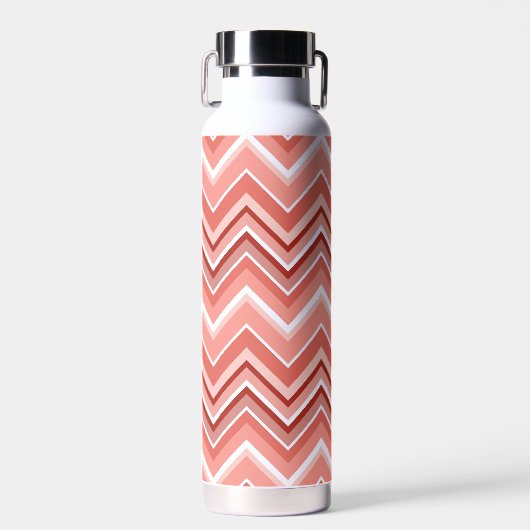 Trendy Chevron Pattern, groot naamblok koraal Waterfles (Voorkant)