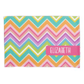 Trendy Chevron Pattern grote naam blokroze groen Kussensloop (Voorkant)