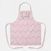 Trendy Chevron Pattern grote scriptnaam geel Schort (Voorkant)
