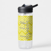 Trendy Chevron Pattern grote scriptnaam geel Waterfles (Links)