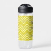 Trendy Chevron Pattern grote scriptnaam geel Waterfles (Voorkant)