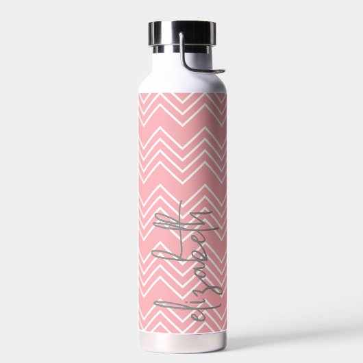 Trendy Chevron Pattern grote scriptnaam pastel Waterfles (Links)