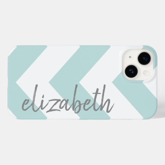 Trendy Chevron Pattern met naam - pastelblauw Case-Mate iPhone Case (Achterkant (horizontaal))