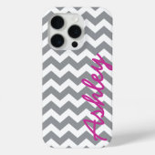 Trendy Chevron Pattern met naam - roze grijs Case-Mate iPhone Case (Achterkant)