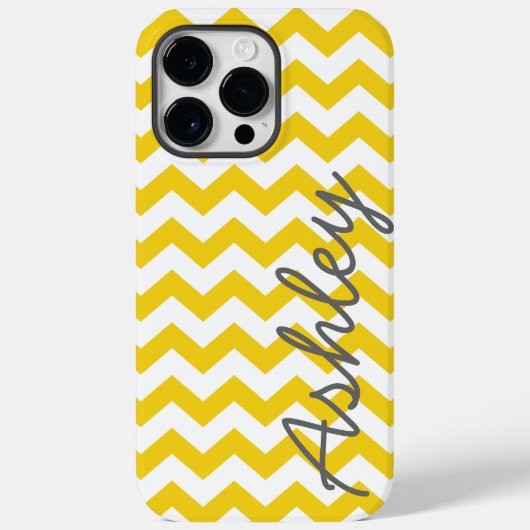 Trendy Chevron Pattern met naam - yellow grijy Case-Mate iPhone Case (Achterkant)