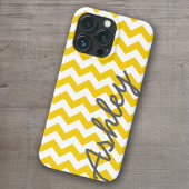 Trendy Chevron Pattern met naam - yellow grijy Case-Mate iPhone Case