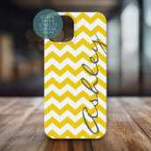 Trendy Chevron Pattern met naam - yellow grijy Case-Mate iPhone Case