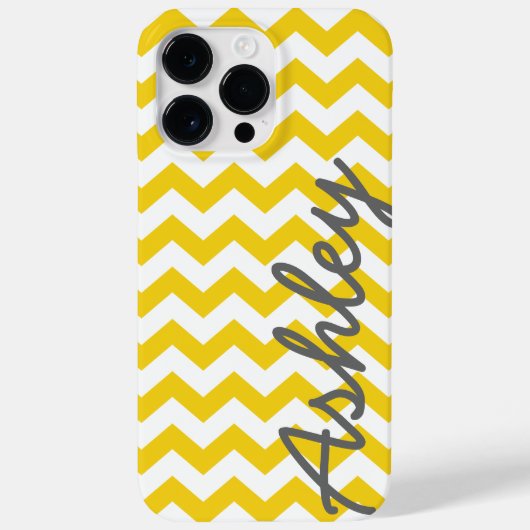 Trendy Chevron Pattern - scriptnaam geel grijs Case-Mate iPhone Case (Achterkant)