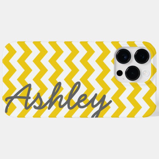 Trendy Chevron Pattern - scriptnaam geel grijs Case-Mate iPhone Case (Achterkant (horizontaal))