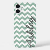 Trendy Chevron Pattern scriptnaam - mint grijs Case-Mate iPhone Case (Achterkant)