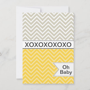 Trendy Chevron XOXO Baby shower Invitation Neutral Kaart