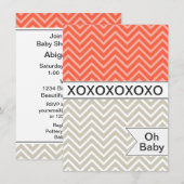 Trendy Chevron XOXO Baby shower Invitation Neutral Kaart (Voorkant / Achterkant)