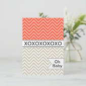 Trendy Chevron XOXO Baby shower Invitation Neutral Kaart (Staand voorkant)