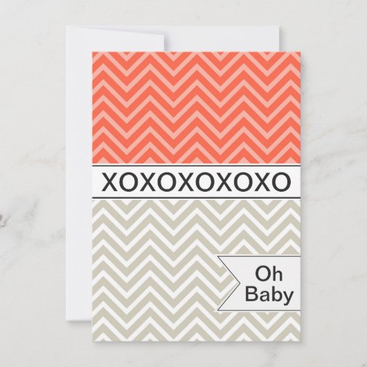 Trendy Chevron XOXO Baby shower Invitation Neutral Kaart (Voorkant)