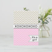 Trendy Chevron XOXO Baby shower Uitnodiging ~ Meis (Staand voorkant)