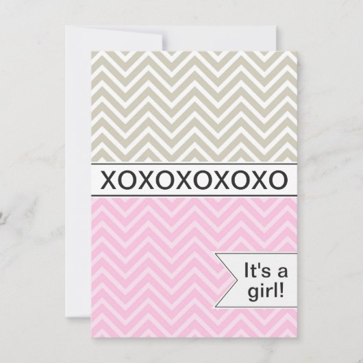 Trendy Chevron XOXO Baby shower Uitnodiging ~ Meis (Voorkant)